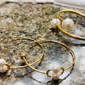 Kate Spade Nouveau Pearl & Gold Plated hoops + bracelet.